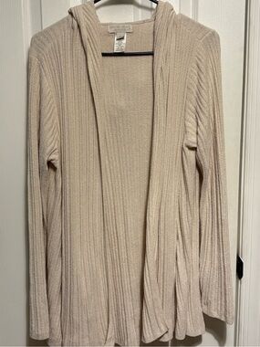 Barefoot Dreams Beige Ribbed cardigan cozy chic ultra lite
